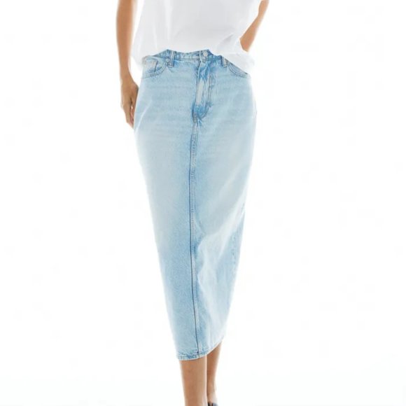 H&M Dresses & Skirts - Denim Midi Skirt Light Wash